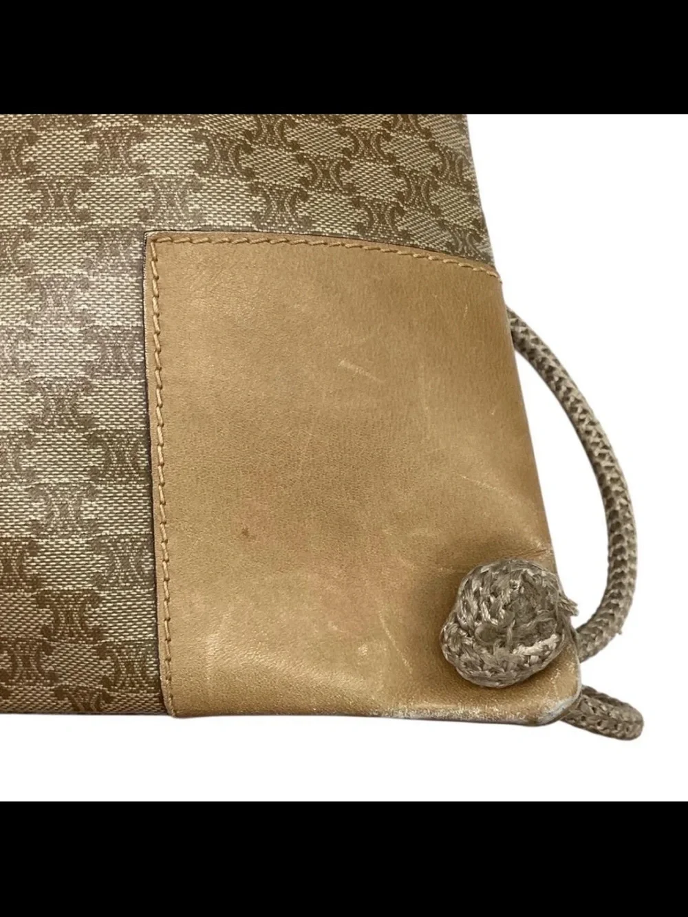 Celine Beige Monogram Drawstring Backpack